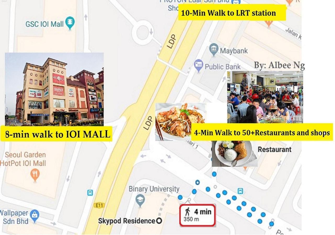 Puchong Skypod Residence, 1-5 Pax Cozy Unit, Walking Distance To Ioi Mall, 10Min Drive To Sunway Luaran gambar
